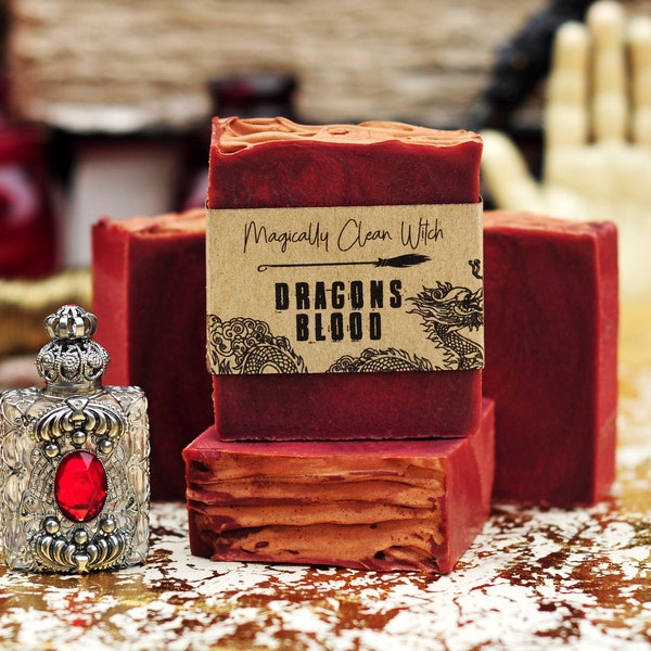 Dragons Blood - Bath Bar Soap, Natural Vegan Skincare. Palm-Free Spa Shower Tub.