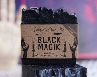 Black Magik - Rosemary & Sage Scented. Witchy, Natural, Vegan soap for Protection and Banishing Negative Energy.