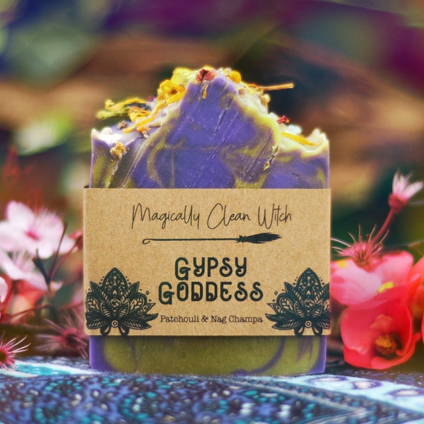 Gypsy Goddess - Patchouli & Nag Champa Body Bar Soap, Natural Vegan Skincare. Shower Tub Bath Gift.