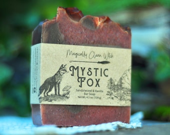 Mystic Fox Seife: Sandelholz Vanille, Natürlicher Veganer Riegel (125 g)