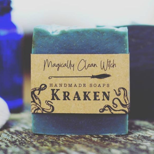 Kraken - Bay Rum vegan soap, Sea Creature, Kelp, Spirulina, Ocean Witch, Fisherman, Water Zodiac Sign, Pagan Element.