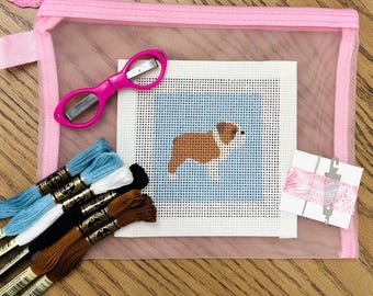 Kit de bordado de bulldog inglés, lienzo para manualidades para principiantes amantes de los perros.