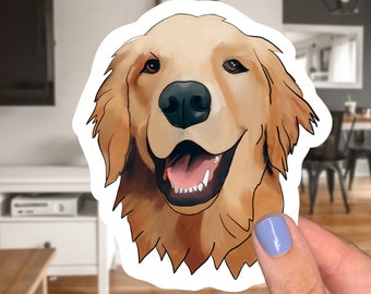 Golden Retriever Sticker for Laptops, Notebooks, and Water-bottles- UV and Water Resistant. English cream, red, British, Canadian, Dog