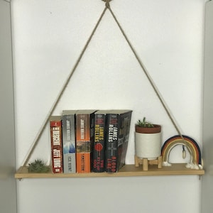 Jute rope floating shelf, Bohemian style, wall decor, handmade, plant shelf, display