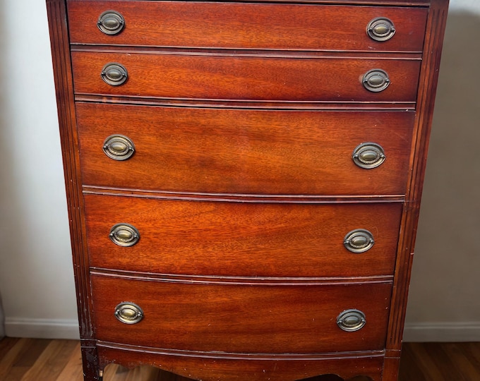 Custom Refinished Antique Mahogany Dresser | Dixie Hepplewhite Tallboy ...