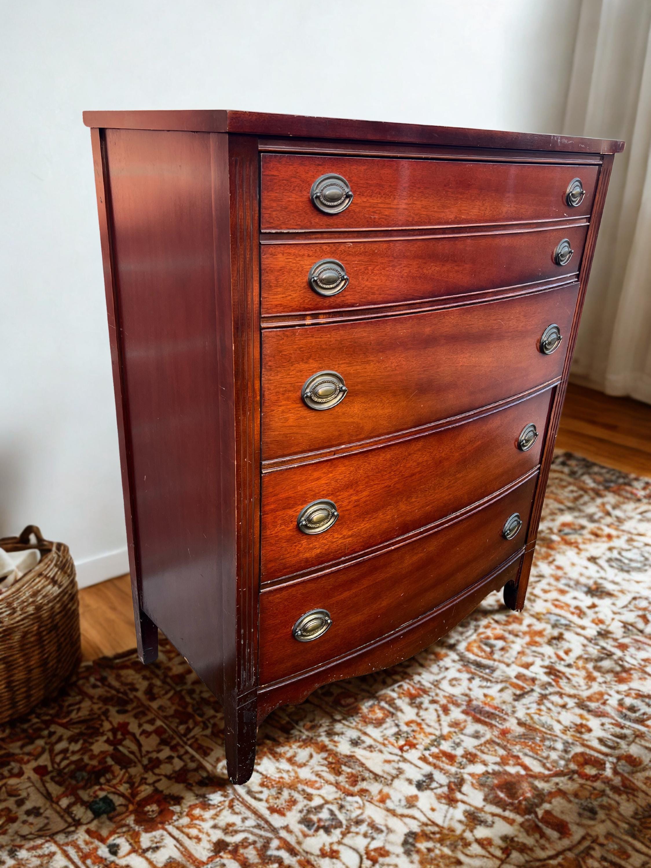 Vintage Hepplewhite Tall Boy Dresser: Solid Mahogany Dixie Dresser - Etsy