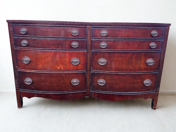 Custom-Ready To Be Refinished Antique Mahogany Dresser | Dixie Hepplewhite | Made-to-Order Painted or Stained Furniture | Personalized