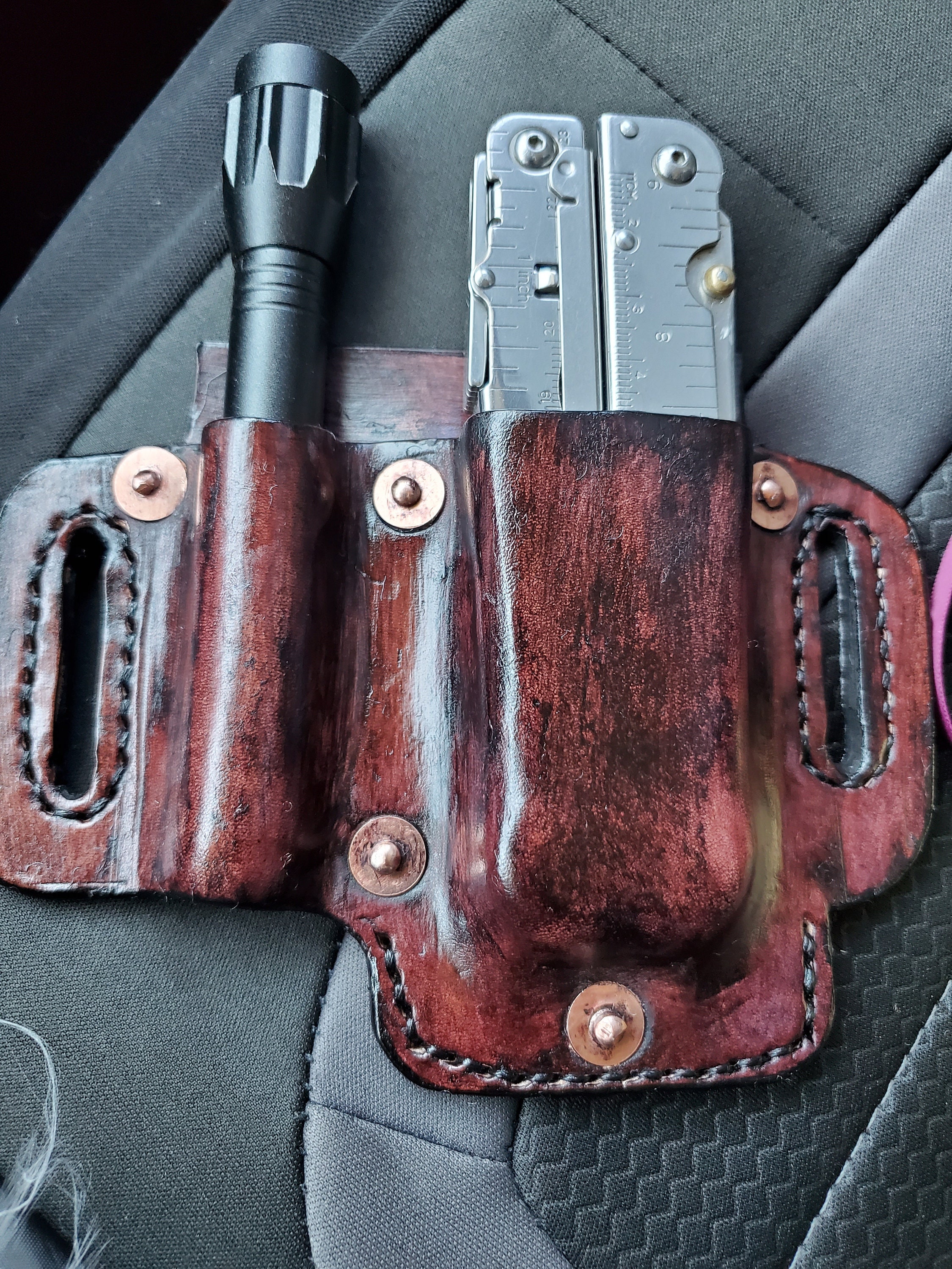 Leather Multi Tool Holder With Flash Light Etsy