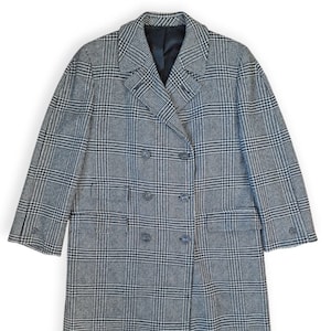 Vintage 60s Botany 500 Glen Plaid Topcoat, abrigo de lana, doble ventilación, bolsillo para boletos, hombres 40R, Mod Madmen Coat Medium