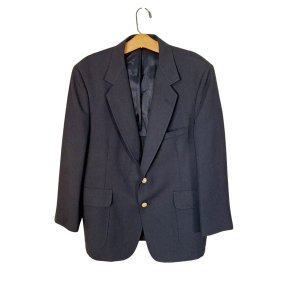 Vintage 70s 80s Black Gold Button Blazer, Nautica… - image 1