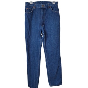 Vintage 80s Lee High Waist All Cotton Jeans Women 28x33 Tall Straight Leg Denim