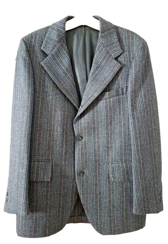 Vintage 60s/70s Striped Wool 3 Button Sport Coat M