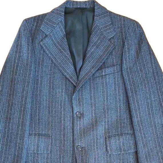 Vintage 60s/70s Striped Wool 3 Button Sport Coat … - image 6