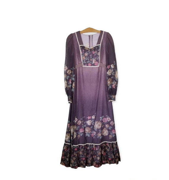 Vintage 70s Shelly's Tall Girls Purple Prairie Dr… - image 1