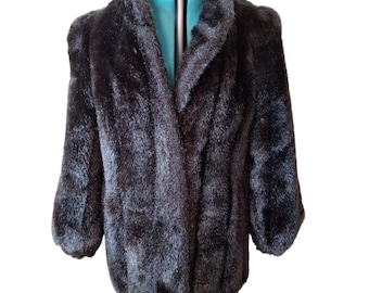 Vtg 80's Somerset Furs Los Angeles Natural Black Rabbit Fur