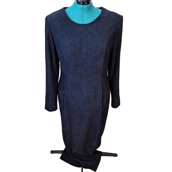 Vintage 90s Black Long Sleeve Faux Suede Maxi Dress Women Size 14/16  Stretch, Witchy Goth Ultra Suede Dress - Etsy