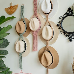 Farmhouse Hat Hanger Hat Wall Decor Straw Hat Rack New Home image 10