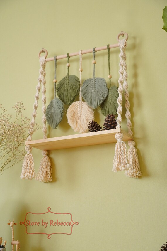 Boho Display Shelf Macrame Wood Shelf Farmhouse Shelf Boho Etsy