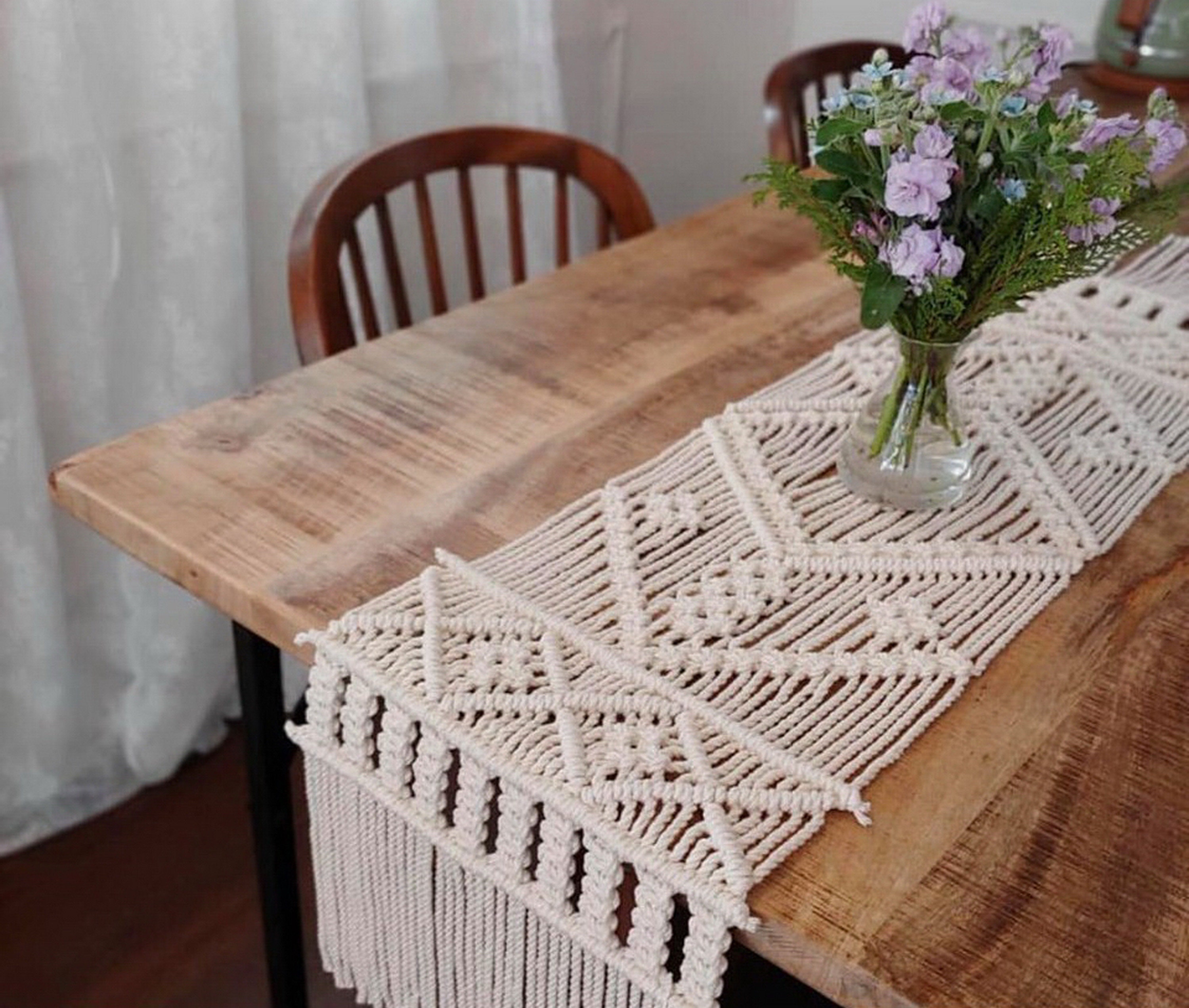 Macrame Table Runner Boho Table Decor Bohemian Decoration Etsy