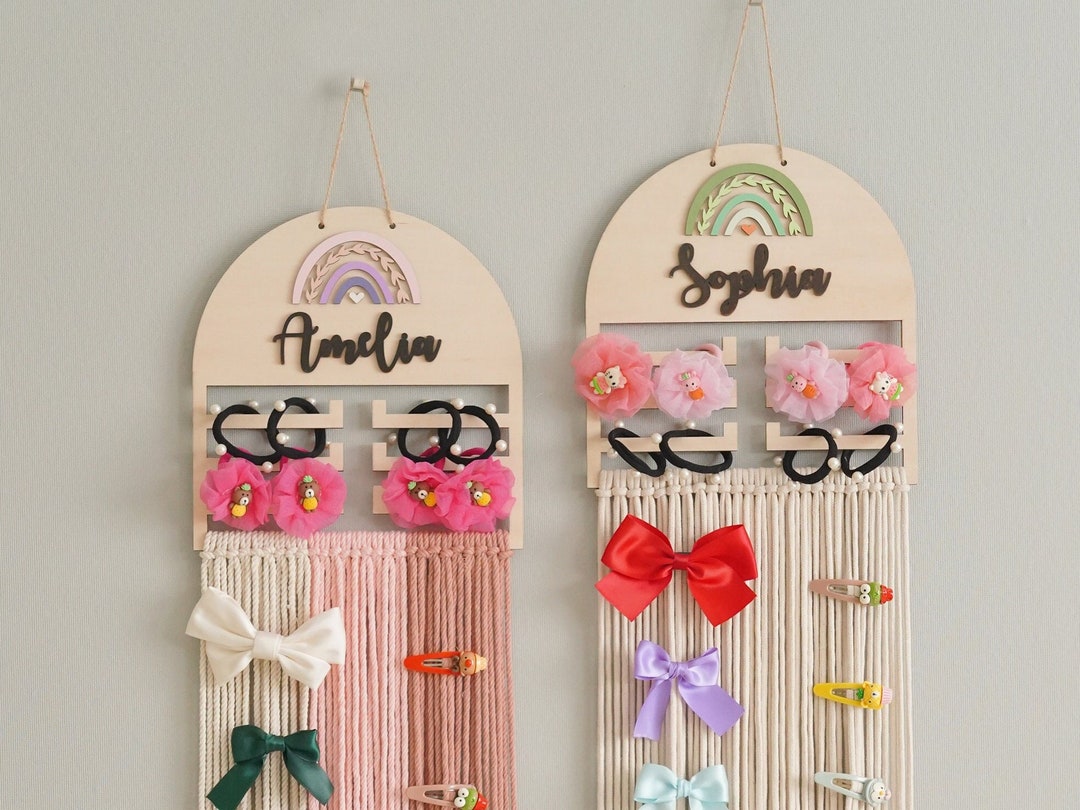 Macrame Bows Holder Girls Bow Organizer Accessory Organiser Etsy