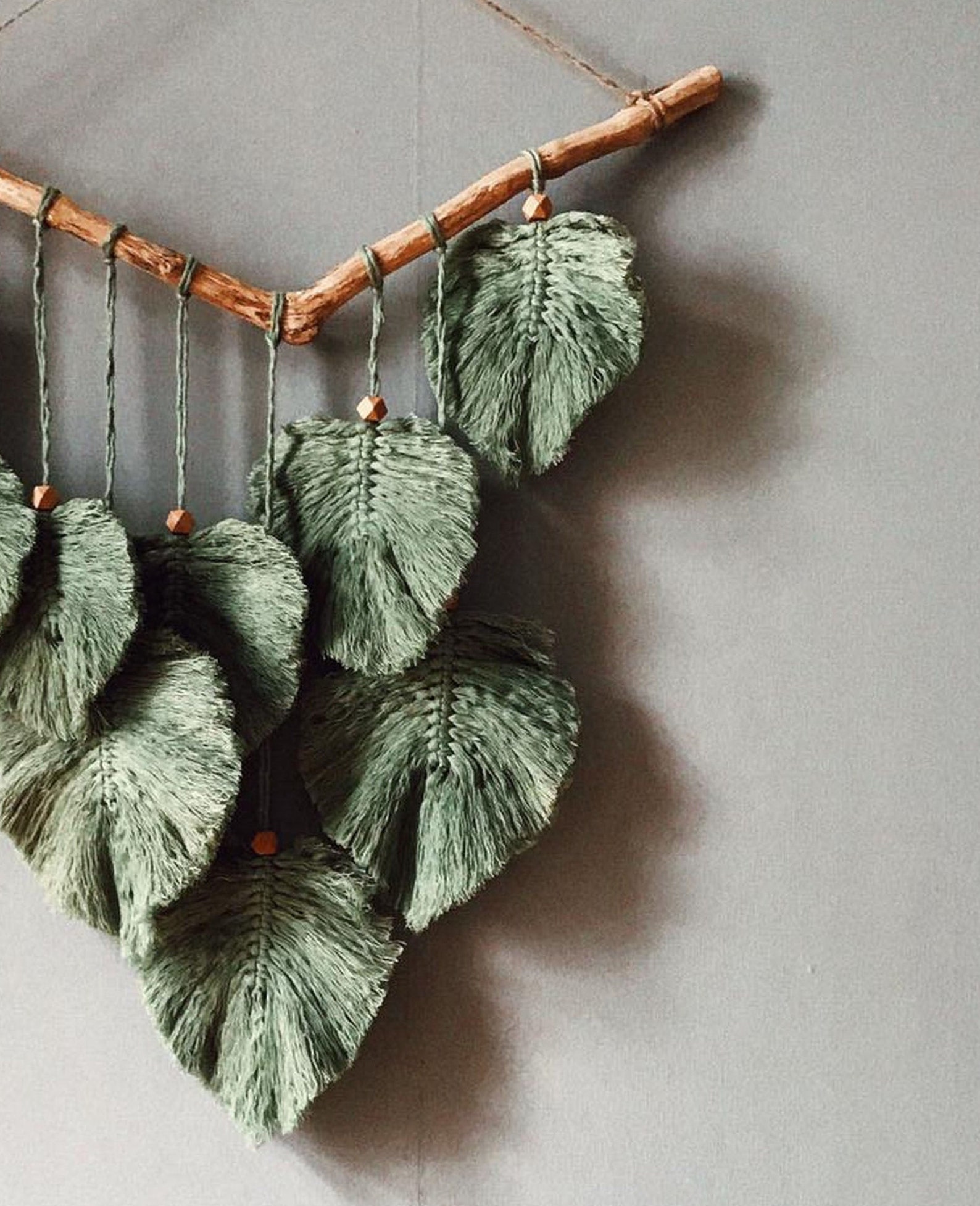 Green Leaves Macrame Wall Hanging Scandinavian Decor Macrame Etsy