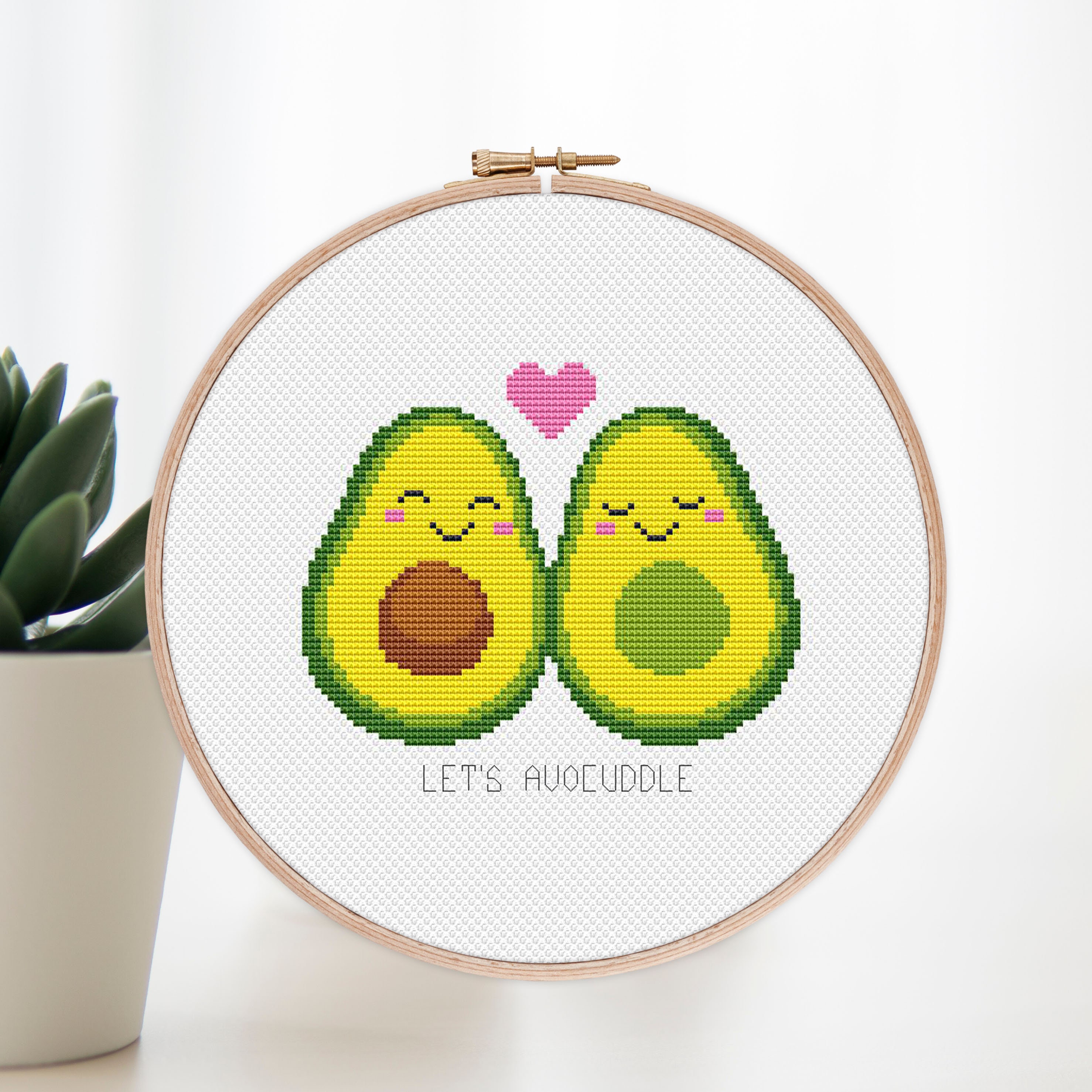 Avocado Cross stitch modern pattern Cute Funny Avo cuddle Hoop Etsy