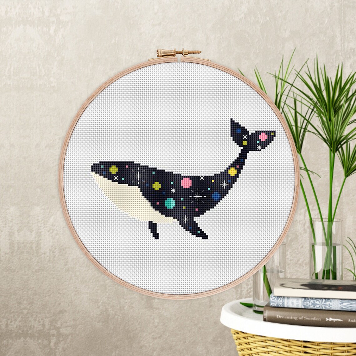Whale Cross Stitch Pattern PDF Nautical Cross Stitch Design Etsy
