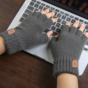 Stricken Alpaka fingerlose Handschuhe, fingerlose Handschuhe Handschuhe, für Frauen Dark Gray