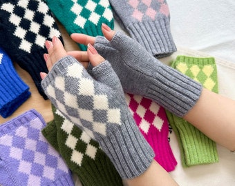 Mitaines en tricot en treillis 11 couleurs, chauffe-poignets ou chauffe-mains tricotés pour l'hiver, mitaines