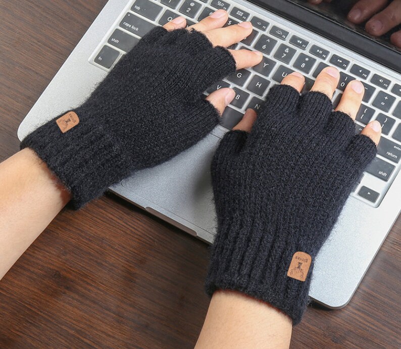 Stricken Alpaka fingerlose Handschuhe, fingerlose Handschuhe Handschuhe, für Frauen Black