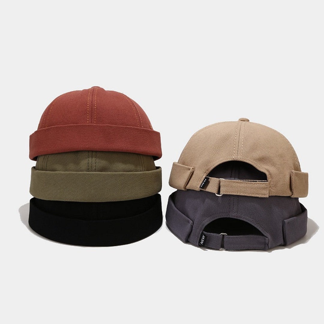5 Colors Brimless Beanie Docker Cap,solid Color Sailor Hat,rolled Cuff ...