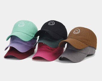 Gorra de béisbol con bordado sonriente de 9 colores, sombrero informal para exteriores, sombrero de viaje, gorras para amantes, sombrero de ocio con visera, Unisex