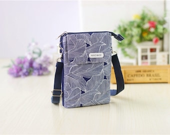 Kleine Crossbody-Handy-Geldbörse-Tasche mit Schultergurt, niedlicher Reise-Beutel-Frauenpass-Handyhalter, Segeltuch-Telefon-Brieftasche