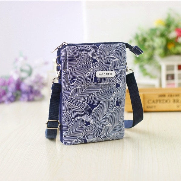 Small Crossbody Cell phone Purse Bag With Shoulder Strap,Cute Travel Pouch Womens Passport Phone Holder,Canvas Phone Wallet