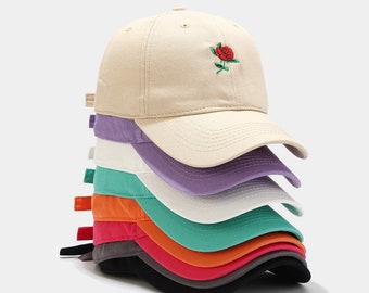 Casquette de baseball en coton brodé floral 8 couleurs, chapeau d'extérieur décontracté, chapeau de loisirs pare-soleil, chapeau unisexe de voyage