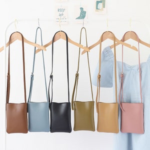 7 Colors Leather Crossbody Phone Bags,Vegan Leather Bag,Women Small Shoulder Bags,Lady Mobile Phone Bag