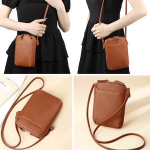 7 Colors Genuine Leather Crossbody Phone Bags,Women Small Shoulder Bags,Lady Mobile Phone Bag image 1