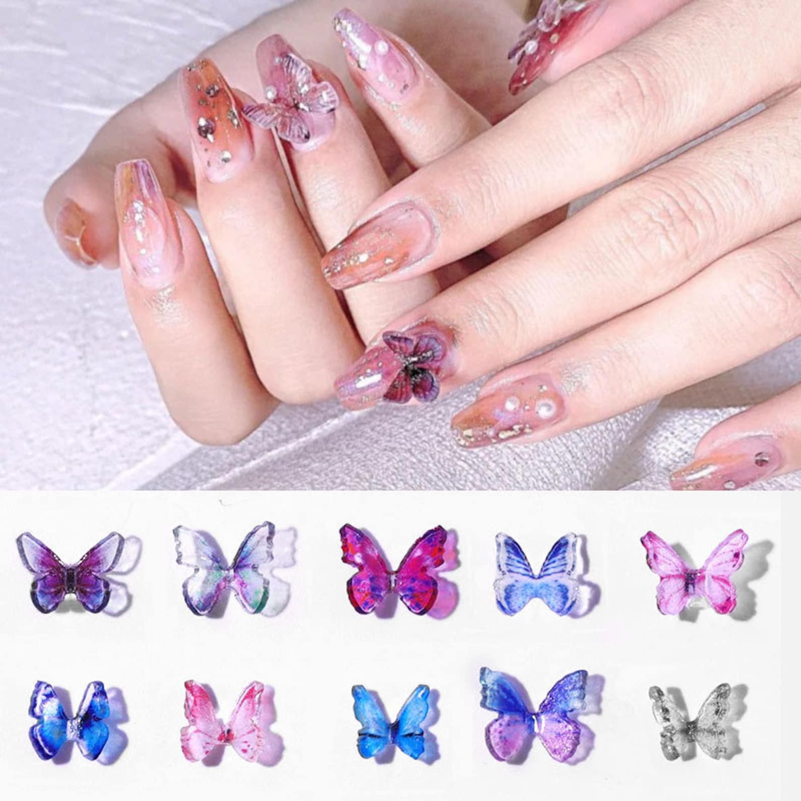 4 PCS Resin Butterfly Nail Supply3D Nail Art SuppliesNail Etsy