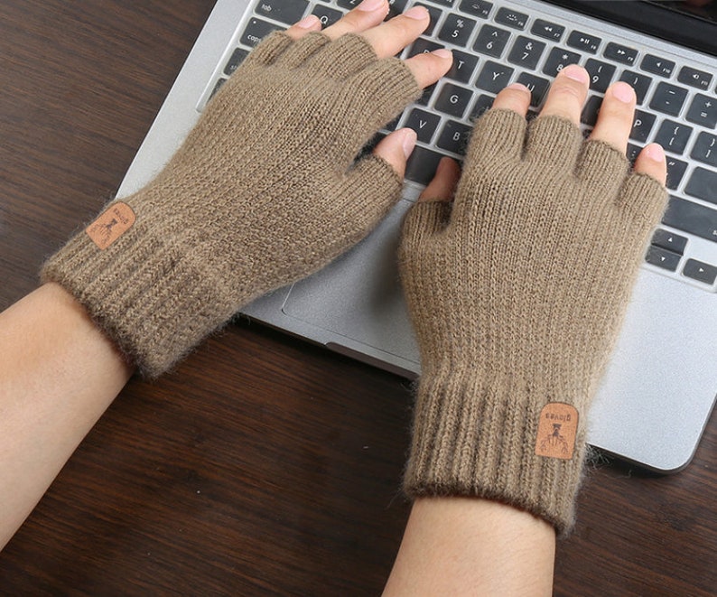 Stricken Alpaka fingerlose Handschuhe, fingerlose Handschuhe Handschuhe, für Frauen Braun