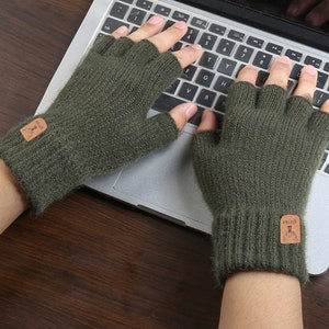 Stricken Alpaka fingerlose Handschuhe, fingerlose Handschuhe Handschuhe, für Frauen Grün