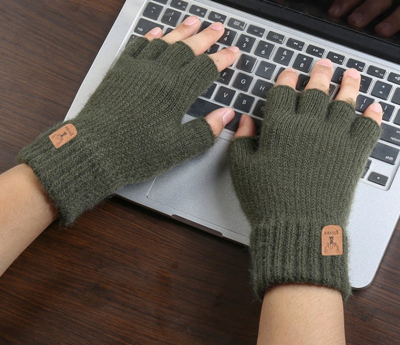 Stricken Alpaka fingerlose Handschuhe, fingerlose Handschuhe Handschuhe, für Frauen Grün