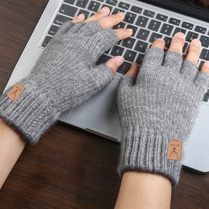 Stricken Alpaka fingerlose Handschuhe, fingerlose Handschuhe Handschuhe, für Frauen Light Gray