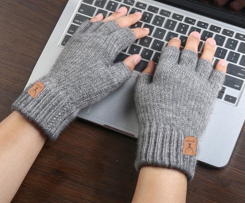 Stricken Alpaka fingerlose Handschuhe, fingerlose Handschuhe Handschuhe, für Frauen Light Gray