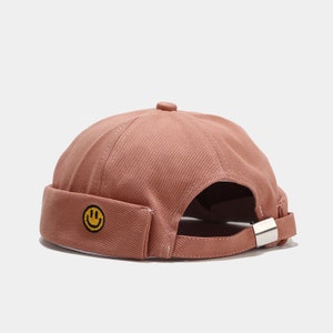 Casquette docker 5 couleurs bonnet sans bord, chapeau de marin, casquettes docker rétro à revers retroussé, chapeaux de port réglables Rose