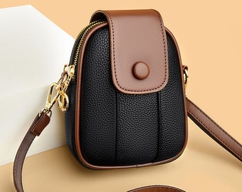 Bolsos cruzados de cuero para teléfono en 6 colores, bolso para teléfono móvil de alta calidad, bolsos de hombro pequeños para mujer, bolso para teléfono móvil para mujer