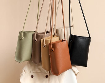 Bolsos para teléfono cruzados de cuero PU de 6 colores,Bolso de cuero vegano,Bolsos de hombro pequeños para mujer,Bolso para teléfono móvil para mujer