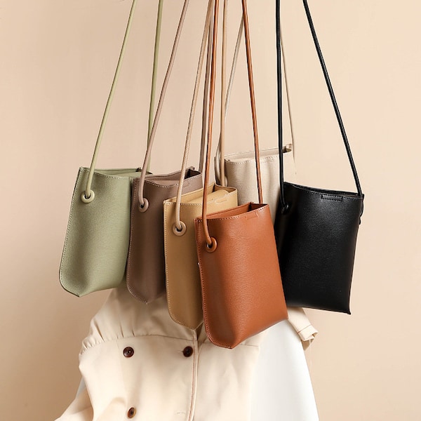 6 Colors PU Leather Crossbody Phone Bags,Vegan Leather Bag,Women Small Shoulder Bags,Lady Mobile Phone Bag