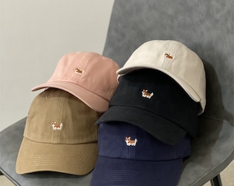 5 Colors Corgi Embroidery Baseball Cap,Casual Outdoor Hat,Travel Hat,Lovers Caps,Sun Visor Leisure Hat,Unisex