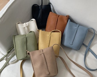 7 Colors Leather Crossbody Phone Bags,Vegan Leather Cell Phone Bag,Women Small Shoulder Bags,Lady Mobile Phone Bag