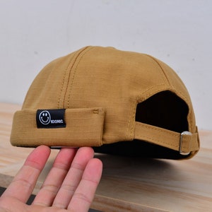 Casquette docker bonnet sans bord en coton 4 couleurs, chapeau de marin, casquettes docker rétro à revers retroussé, chapeaux Harbour réglables, unisexe Khaki